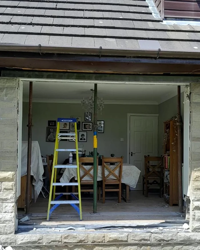The new opening formed in the stone, before the door went in